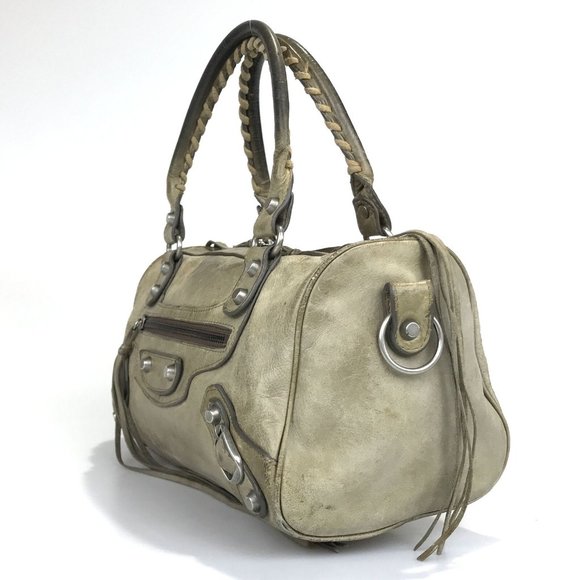 Authentic  Khaki brown beige Balenciaga leatger Bag Handbag Twiggy purse lamb - Picture 3 of 12